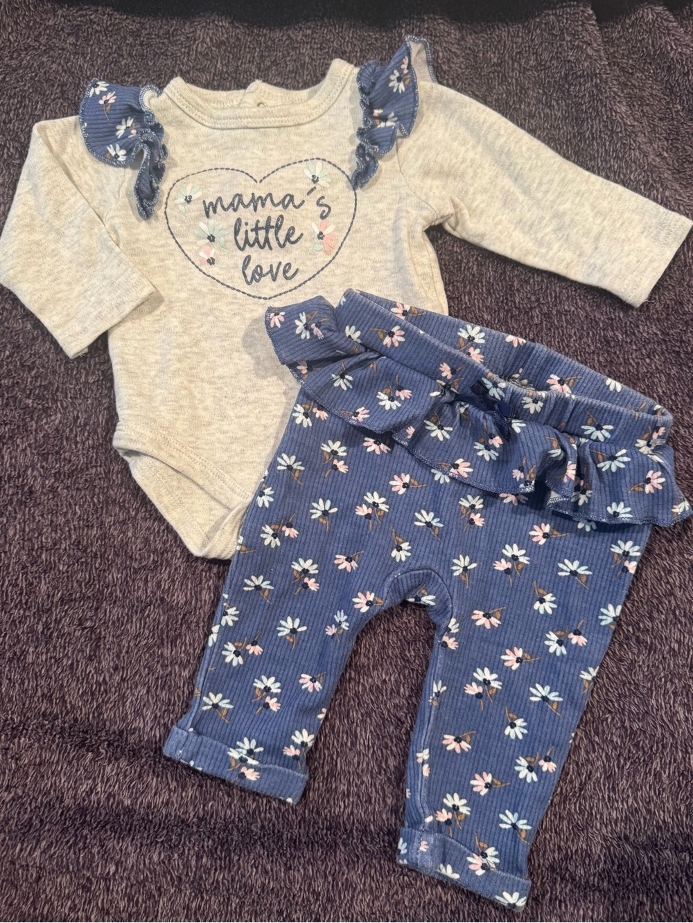 NWOT Catherine Malandrino Baby Girl Mama’s Little Love Floral Set 0-3M